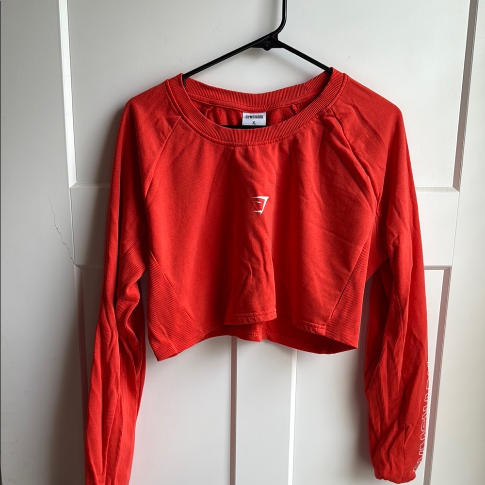 Gymshark Red Cropped Sweatshirt Crew Neck